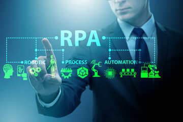 Businessman pressing buttons in RPA concept