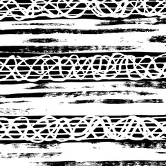 White and black vector. Grunge background. Abstract brush pattern. - 370456805
