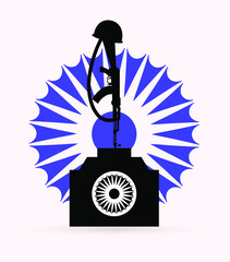 Illustration of Amar Jawan Jyoti on vintage national background for 15th of August, Indian Independence Day celebrations.
