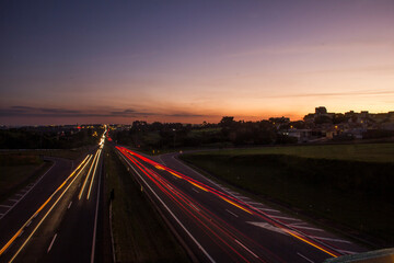 Fototapeta na wymiar night traffic on highway