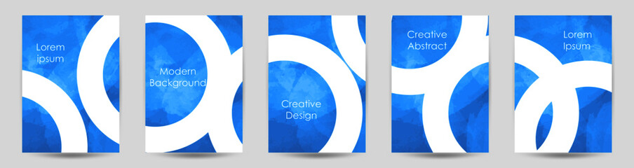 Set of light colorful vector watercolor backgrounds for template,cover,booklet,poster, banner or flyer