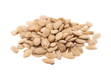 Heap of pumpkin seeds or Diyafa seeds isolated on white background
