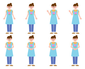 ポーズをとっている保育士の女性