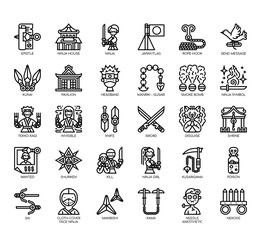 Set of ninja thin line and pixel perfect icons for any web and app project. © Eucalyp
