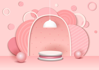 Platform 3d pink background