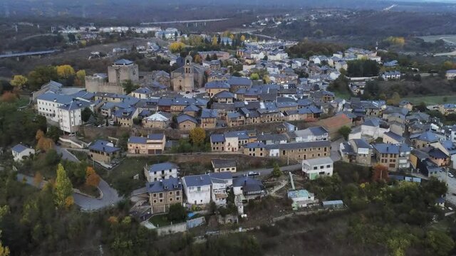 Puebla de Sanabria, beautiful village of Zamora,Spain.Aerial Drone Footage
