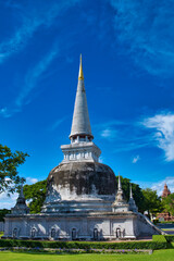 Ancient white stupa at Thai temple