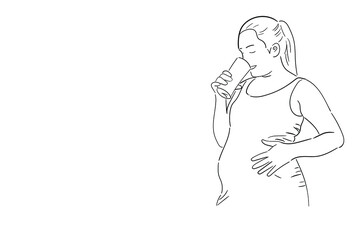 Pregnant woman in pencil sketch fashion. images suitable for use as illustrations or graphic resources