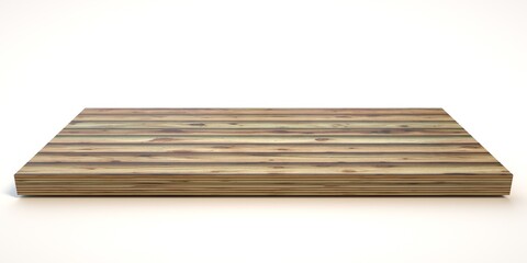 E3d illustration mpty wood table on isolate white background and display montage