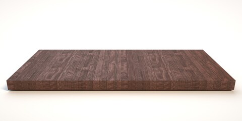E3d illustration mpty wood table on isolate white background and display montage