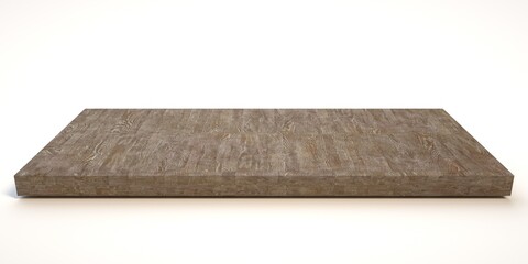 E3d illustration mpty wood table on isolate white background and display montage