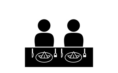 横並びでの食事を勧めるアイコン