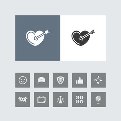 Fototapeta na wymiar Creative Heart & Arrow Icon with Bonus Icons.