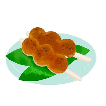 五平餅だんご型　水彩風イラスト