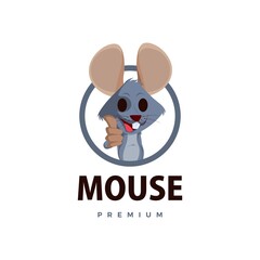 mouse thump up mascot character logo vector icon illustration