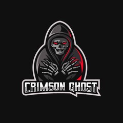 crimson ghost mascot logo design vector with modern illustration concept style for badge, emblem and t shirt printing. ghost illustration for sport and e-sport team.
