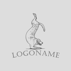 yoga dog vector drawing logo
