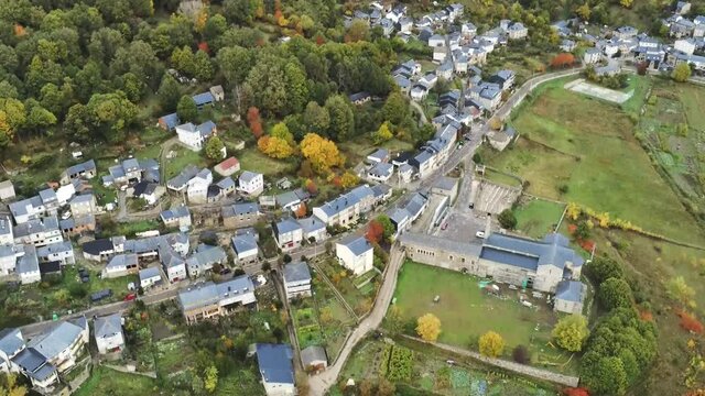 San Martin de Castañeda, village in Sanabria Lake. Zamora,Spain. Aerial Drone Footage