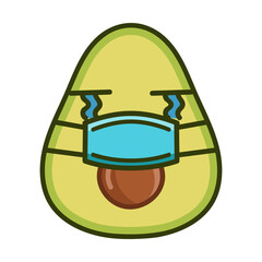 kawaii avocado wearing mask cartoon illustration
