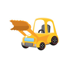 backhoe, kids toy on white background