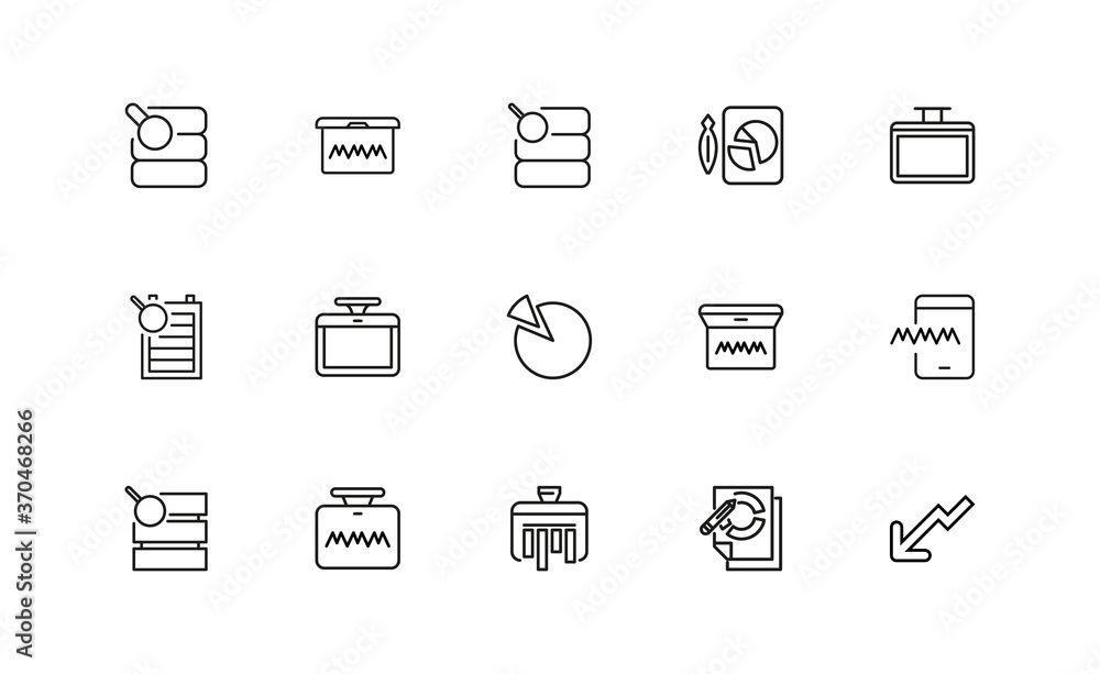 Poster simple set of big data related outline icons.