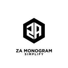 Fototapeta premium za, 2a initial monogram hexagon letter black logo design with white background