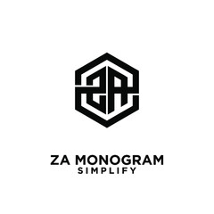 Fototapeta premium za, 2a initial monogram hexagon letter black logo design with white background
