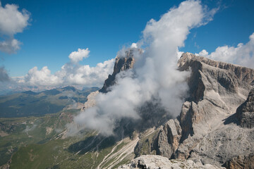 Fototapeta na wymiar Panoramic view from Rosetta peak in the Pale di San Martino, Italy