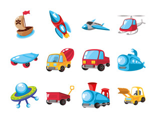 set of icons kids toy in white background