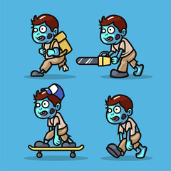 Zombie Mascot illustration design set template