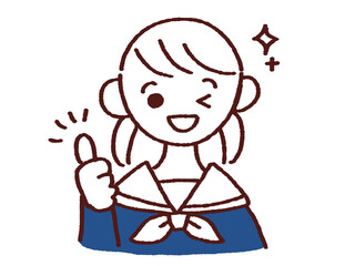 いいねポーズをする女の子