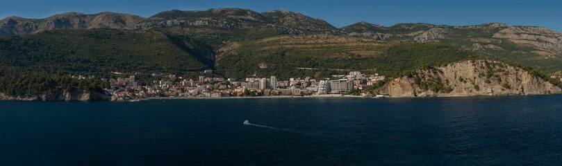 Fototapeta na wymiar Seaview Panorama of Petrovac, Montenegro