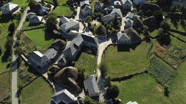 Piornedo, beautiful village of Lugo. Galicia,Spain. Aerial Drone Footage