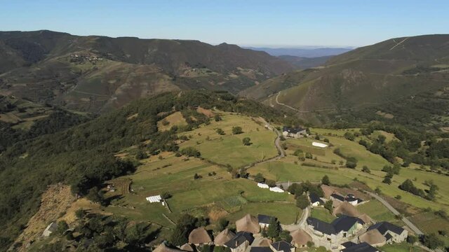 Piornedo, beautiful village of Lugo. Galicia,Spain. Aerial Drone Footage