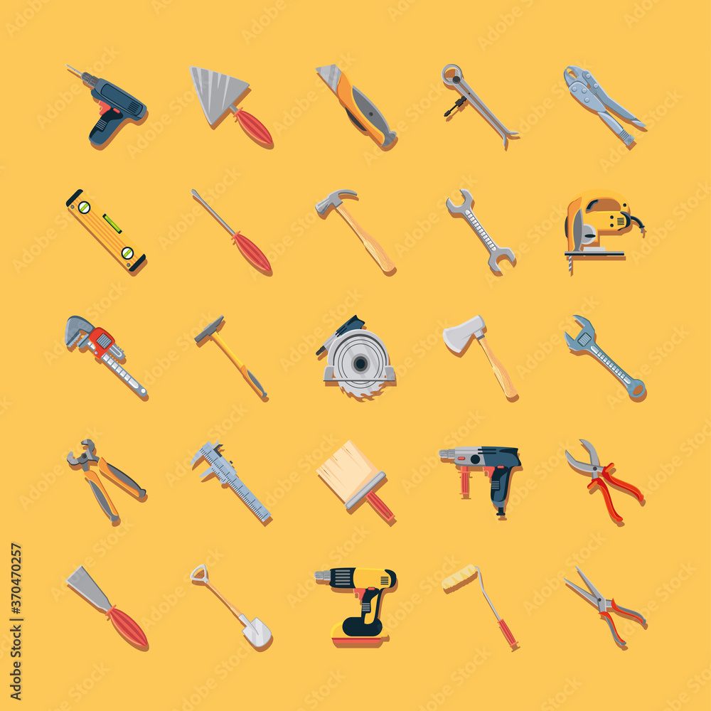 Canvas Prints bundle of construction tools on white background