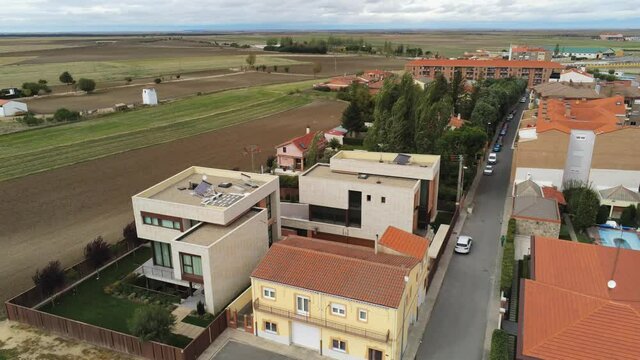 Peñaranda de Bracamonte, village of Salamanca,Spain. Aerial Drone Footage
