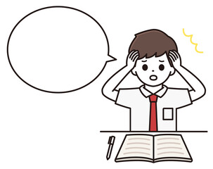 男子学生 困惑 吹き出し イラスト