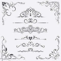 Vintage ornament greeting card vector template. Retro wedding invitations, advertising or other design and place for text. Flourishes frame.
