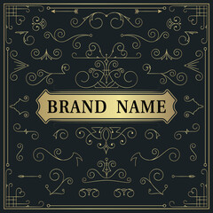 Vintage ornament greeting card vector template. Retro wedding invitations, advertising or other design and place for text. Flourishes frame.