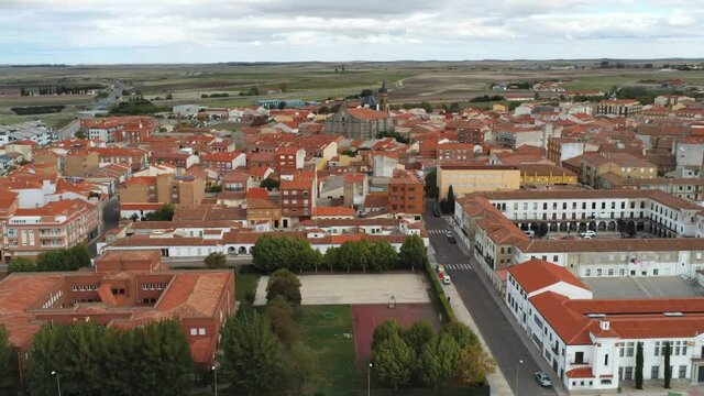 Peñaranda de Bracamonte, village of Salamanca,Spain. Aerial Drone Footage