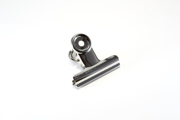 One  bulldog clip white background