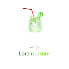 beverage logo, ice kuwut bali icon served in a glass with a straw. indonesian drink.