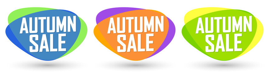 Set Autumn Sale bubble banners design template, discount tags, app icons, vector illustration