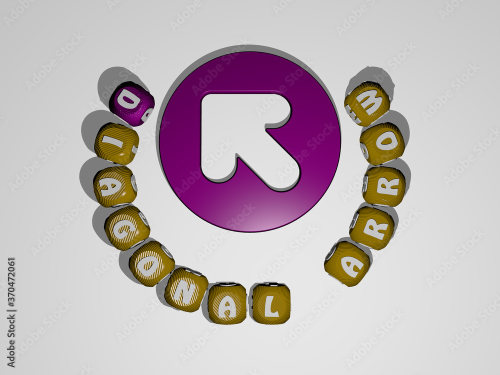 Poster diagonal arrow text around the 3d icon. 3d illustration. background and abstract