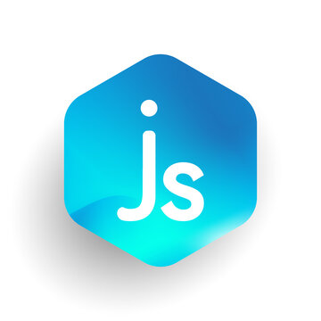 Letter JSlogo in hexagon shape and colorful background, letter combination logo design for business and company identity.