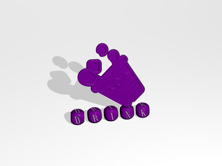 DRINK 3D icon over cubic letters. 3D illustration. background and beverage
