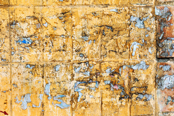 Dirty abstract background old rough cement wall crack Painted residues colored graffiti, as the...