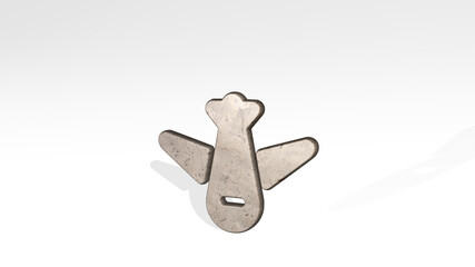 plane 3D icon standing on the floor. 3D illustration. airplane and aircraft