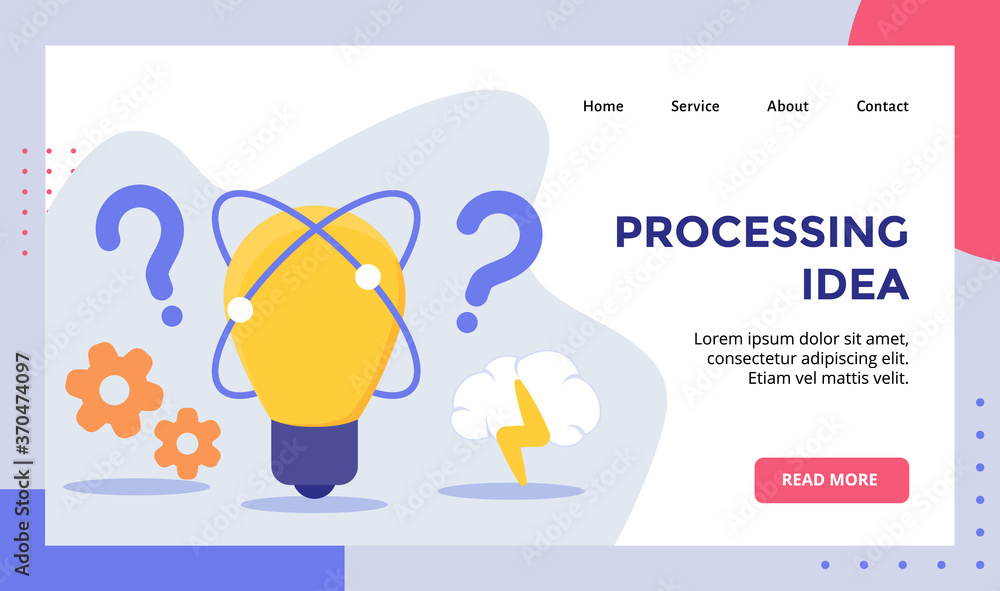 Poster processing idea bulb lamp background of gear campaign for web website home homepage landing page tem