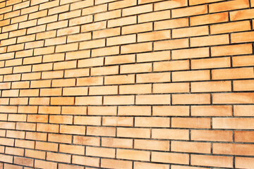 Empty Old Brick Wall Texture perspective. Grunge Stonewall Background. Shabby Building Facade With Damaged Plaster. Abstract Web Banner